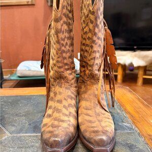 Lucchese Brown Animal Print Heeled Boots